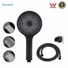 Decaura 3-Mode Black Hand Held Shower Head+1.5m Shower Hose+Adhesive Holder Set