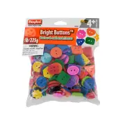 Roylco Bright Buttons, Assorted Sizes, Shapes and Color, 1/2-Pound