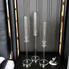 3 Pcs/set Clear Crystal Candle Holders Acrylic Centerpieces Wedding Party