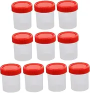 GLEAVI 10pcs Leak-resistant Cups with Screw Caps Plastic for Liquid Testing Medical Inspections and Needs