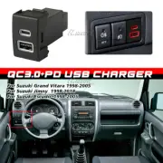 Fast Charger Convert USB-C PD + USB-A QC3.0 Port Socket Kits For Suzuki Black (for: Suzuki)