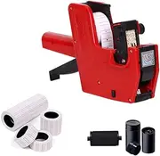 HopingMore 1-Line 8 Digits Price Label Gun with 10 Rolls/6000PCS White Labels 3 Inkers,Pricing Stickers Labeler,Tag Maker Tagging Machine Gun for Office,Retail Shop,Grocery Store(Bright-RED)