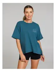 [Rockwear] Split Hem Logo Boyfriend Tee in Green