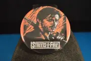 STREETS OF FIRE BUTTON Tom Cody orange Brand New! 2 1/4" pin punk movie film
