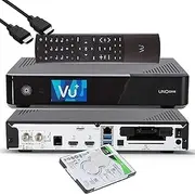 VU+ UNO 4K SE - UHD HDR 1x DVB-S2 FBC Sat Twin Tuner E2 Linux Receiver, YouTube, Satellite Hard Drive Receiver, CI + Card Reader, Media Player, USB 3.0, + EasyMouse HDMI Cable & 1TB HDD Hard Drive