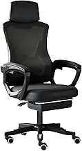 Ergonomic Gaming Chair, Comfortable and Breathable Office Chair Height Adjustable Computer Chair with Footstool(Black,with Foot Rest)