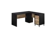 Design Square Levi Industrial L-Shape Computer Working Home Office Desk Raven Oak