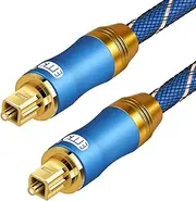 EMK Optical Audio Cable Digital Toslink Cable - [Nylon Braided Jacket,Durable and Flexible] Fiber Optic Cord for Home Theater, Sound bar, TV, PS4, Xbox & More (6Feet/1.8Meters)