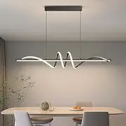LED Pendant Light Chandelier - Modern Adjustable Hanging Pendant Light Fixture for Dining Room Kitchen Living Room Bed Room (Black)