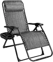CVBFDB Extra Large Lounge Chair Patio Folding Recliner Grey