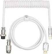 EPOMAKER Puff Aviator Coiled USB Cable, Type C Detachable Mechanical Gaming Keyboard Cable for Win/Mac/Gamers, Suitable for RT100/TH68 PRO/TH80 PRO/TH96/TH80 SE/CIDOO V65. etc (Puff White)