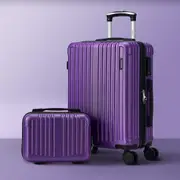 Mazam 2PCS Luggage Suitcase Trolley Set Carry On TSA Storage Hard Case Purple