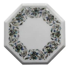 12" marble Inlay Floral Side Table top semi precious Gemstones Handmade Decor