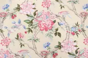 BIG WINTER SALE 2 Drapes Mudan Tree of Life Lemon Creme & Pink