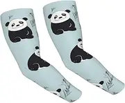 [FHEDVBN] Cartoon Panda Bear Arm Sleeves Compression Arm Covers for Men Women Outdoor Sun Sleeves Cooling Sports Sleeve, Black
