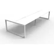 RAPIDLINE DELUXE LOOP LEG WORKSTATION Double Sided 4 Person No Screen W3000 x D1530 x H730mm Natural White/ Black