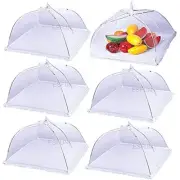 6 Pack Food Net Covers Collapsible Mesh Food Tent Fly Covers for Picnic Party