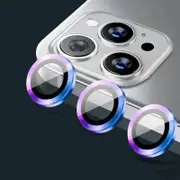 Metal Camera Lens Glass Individual Eagle Protector Cover - For Apple iPhone 14 Pro / 14 Pro max (3pcs) - Rainbow