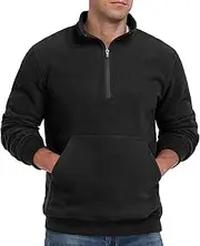 [QIXING] Men's Long-Sleeved 1/4 Quarter Zip Fleece Pullover