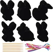 Easter Scratch Off Cards,24X Scratch Off Cards Art Crafts Ornaments - Scratch Easter Day Ornaments Tag Paper Graffiti for Kids