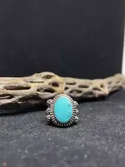 Handmade Native American Navajo king man turquoise Sterling Silver Ring Size 8