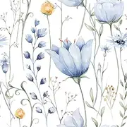 HeloHo Blue Floral Leaf Wallpaper Peel and Stick 16.1" X 197" Self Adhesive Removable Wall Paper Waterproof Contact Paper for Furniture Living Room Bedroom Decor