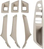 Door Handle 7PCS Kit, F10/F11 Door Handles, Driver Door Armrest+Passenger Door Pull Handle+Window Switch Covers for BMW 5 Series 2010-2017 (Oyster, RHD)