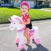 PonyCycle Official Classic U Series Ride on Horse Toy Plush Walking Animal Pink Unicorn U3 for Age 3-5 U302