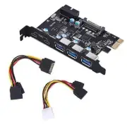 PCI-E to Type C (2),Type A (3) USB 3.0 5-Port PCI Express Expansion Card