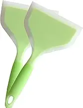 2 Pack Of Silicone Spatula Set For Nonstick Cookware Flat Wide Pancake Spatula Food Turner Heat Resistant Kitchen Omlet Flipper For Egg Tamales Pizza (Green)