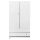 Wardrobe Cabinet Cupboard 2 Door 2 Drawer Clothes Rack Storage Unit Whit3