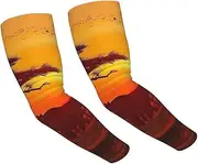 [FHEDVBN] African Animal Sunset Arm Sleeves Compression Arm Covers for Men Women Outdoor Sun Sleeves Cooling Sports Sleeve, Black