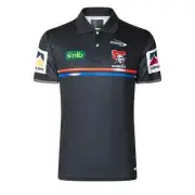 Newcastle Knights 2025 Media Polo Shirt Sizes Small - 3XL BLK/RYL NRL Classic
