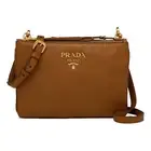 Prada Vitello Phenix Cannella Brown Leather Crossbody Bag NWT