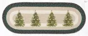 Braided Jute Hand Stenciled Oval Table Runner. Earth Rugs. CHRISTMAS TREE.
