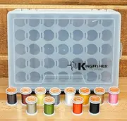 Kingfisher Fly Tying Thread Box with Assorted Standard Thread