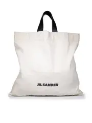 Ecru Canvas Flat Shopper Tote Bag