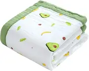IWOWHERO 4-Layer Cotton Baby Blanket Bath Towel 110x110cm Kids Towel Avocado Pattern Newborn Absorbent Quick Dry