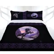 Anne Stokes Black Unicorn Quilt Cover Set Double