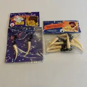 VTG PAIR (2) 1980’s CAVEMAN WITCH DOCTOR EARINGS & ANKLETS BRACELETS NIP NOS NEW