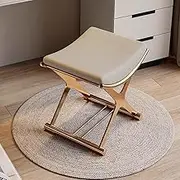 UPWONEA Small Dressing Table Stool, Simple Italian Style Dressing Stool, Curved Seat Design, Metal Bracket, Unique Shape, Easy to Move,White 1