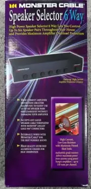 NEW Monster Cable 6 Way Stereo Speaker Selector Switch w/ Amplifier Protection