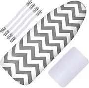 Lotvic Ironing Board Cover, 150x50cm Large Iron Board Cover with 4 Elastic Bands and Ironing Cloth, Scorch Resistant Ironing Board Covers with Thick Felt Padding for Protecting Ironing Boards (Stripe)