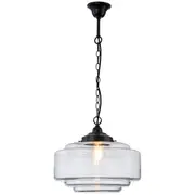 Art Deco Glassware Clear Brunswick Lighting Black Retro Chain Pendants Period Lights