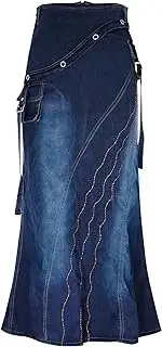 [Generic] Womens Sports Dress Dress Long Women's with Pockets Skirt Denim Zipper Women's Dress Long Dress for Woman