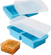 MAKTOR 2 Pack Silicone Freezer Trays with Lids, Reusable Ice Mold & Storage Container - Makes 4 Large 500ml Cubes for Freezing Soup, Stew & Sauce, Oven & Dishwasher-Safe