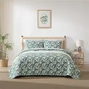 [Tommy Bahama] Twin Quilt Set, Reversible Cotton Bedding with Matching Sham, Super Soft Bedding Set, Oeko-Tex Certified (Pineapple Venture Green, Twin)