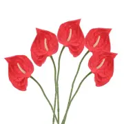 5Pcs 13" Artificial Anthurium Lily Flowers Floral Bouquet Decor, Red