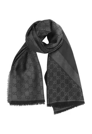 GUCCI Signature Logo GGWEB Scarf/Wrap Dark Grey/Black 281942