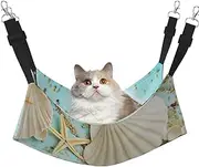 EdWal Ocean Sea Beach Seashells Starfish Blue print Soft Sleeping Hammock Cat Hammock for Cage Hanging,Pet Hammock Bed Adjustable for Small Animals